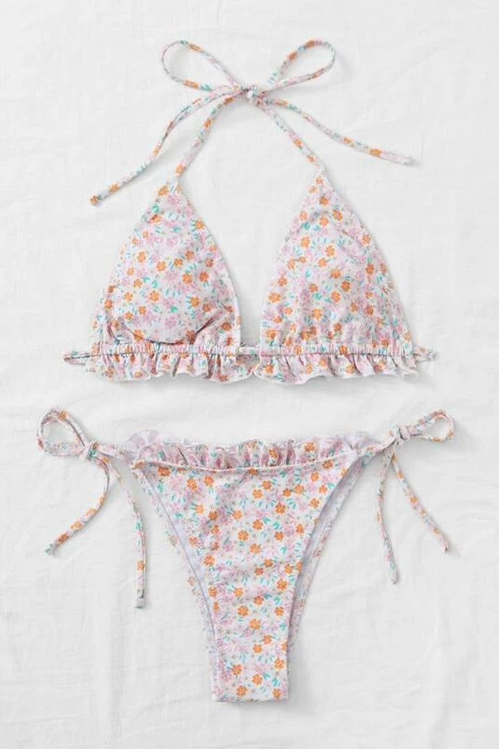 Levoire | Bikini de bain à liens triangulaires floraux
