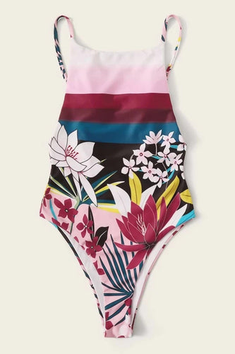 Levoire | Imprimé Monokini Rayures Tanga Maillot de bain Sexy