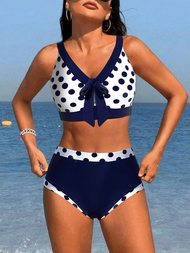 Levoire | Bikini Avec Patchwork Et Motif À Pois Taille Haute