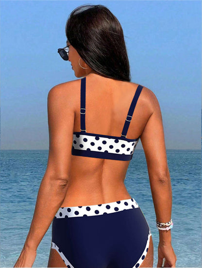 Levoire | Bikini Avec Patchwork Et Motif À Pois Taille Haute