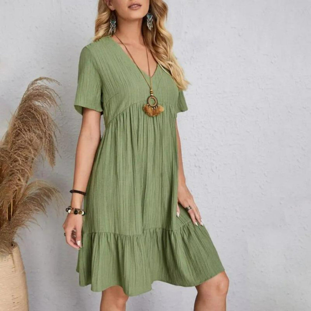 Levoire | Robe D'Été Chic Avec Décolleté En V Vert