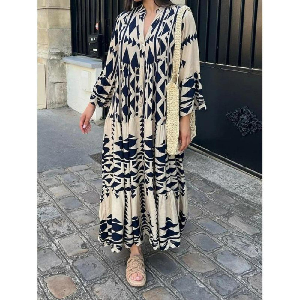 Levoire | Robe D'Été Chic Avec Décolleté En V Braun-noir