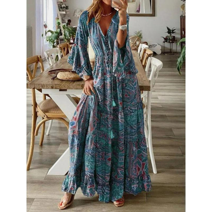 Levoire | Robe D'Été Chic Avec Décolleté En V Gris-bleu