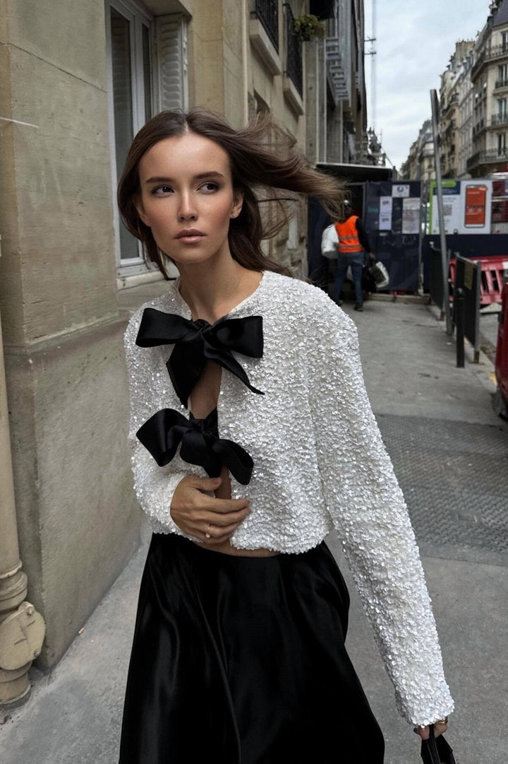 Levoire | Manches Longues Bande Devant Paillettes Chemisier Femme Chemisier