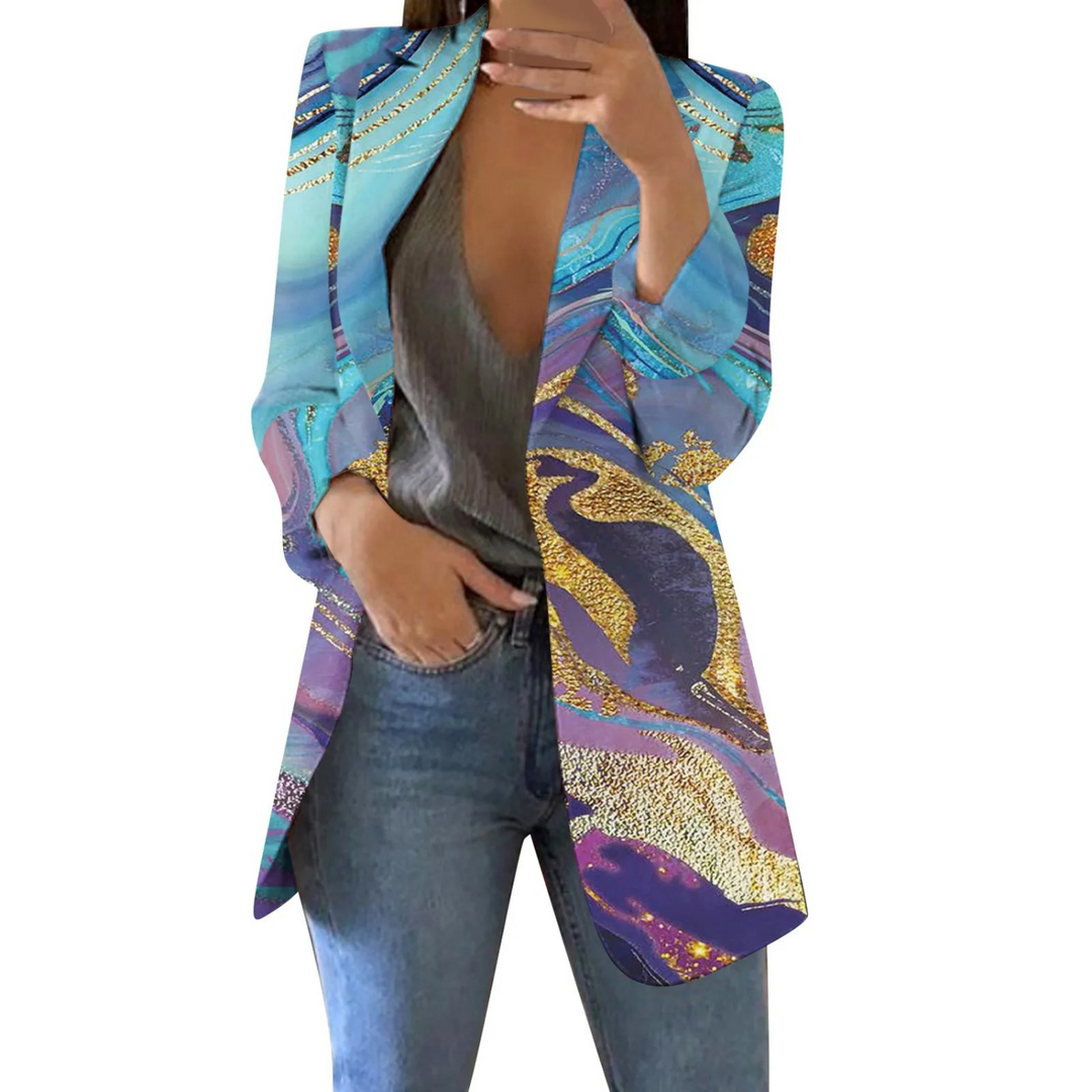Levoire | Blazer Femme Style Aquarelle Patch Bleu