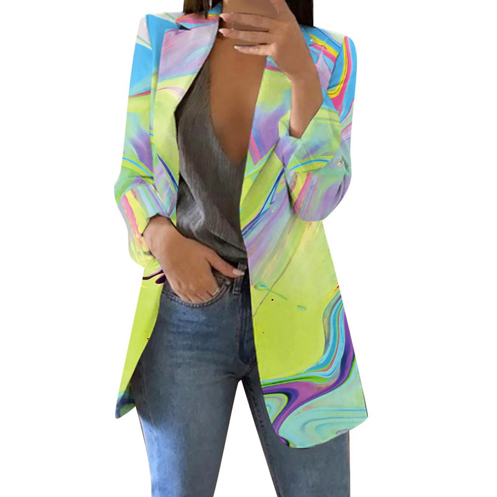Levoire | Blazer Femme Style Aquarelle Patch Vert
