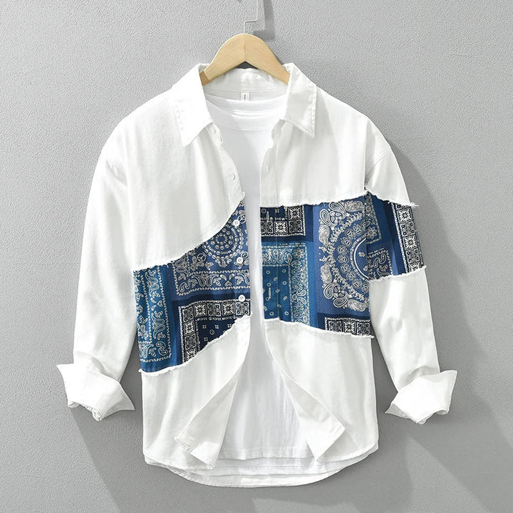 Levoire | Chemise À Motifs Decontractee Elegant Hommes Blanc
