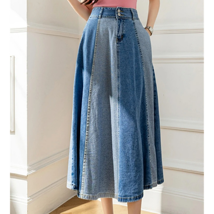 Levoire | Style Blocs De Couleurs Jean Bleu Long
