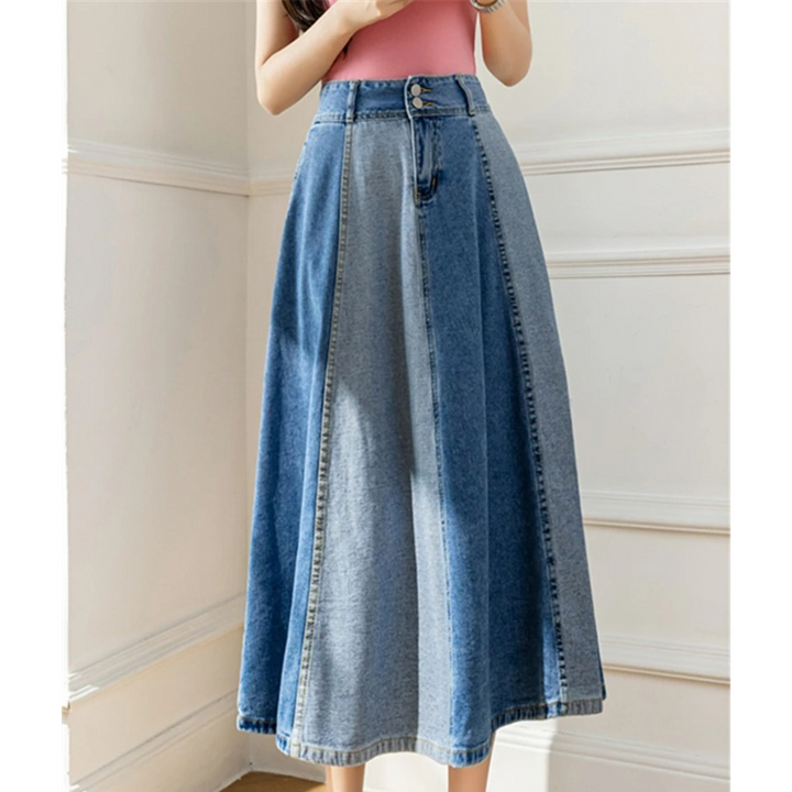 Levoire | Style Blocs De Couleurs Jean Bleu Long Bleu