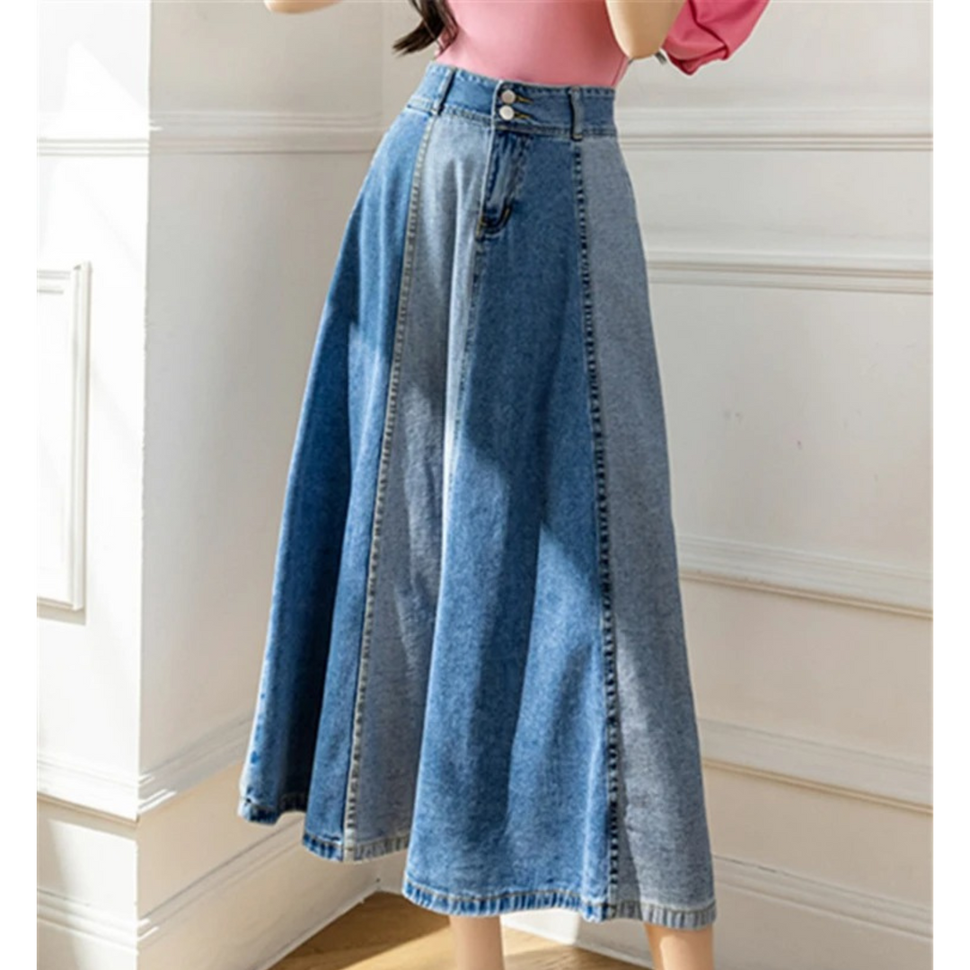 Levoire | Style Blocs De Couleurs Jean Bleu Long