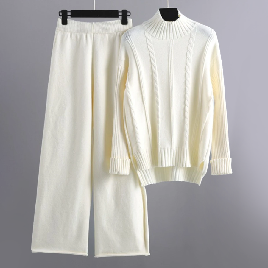 Levoire | Ensemble Pull Pantalon Tricot Femme Blanc