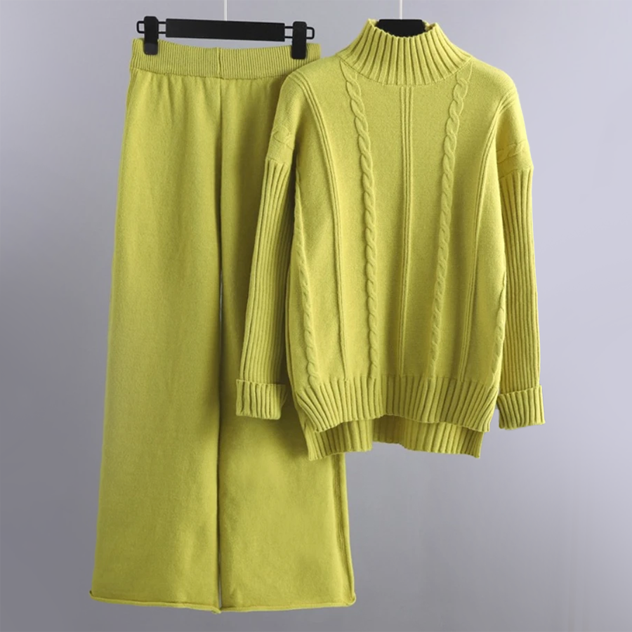 Levoire | Ensemble Pull Pantalon Tricot Femme Vert