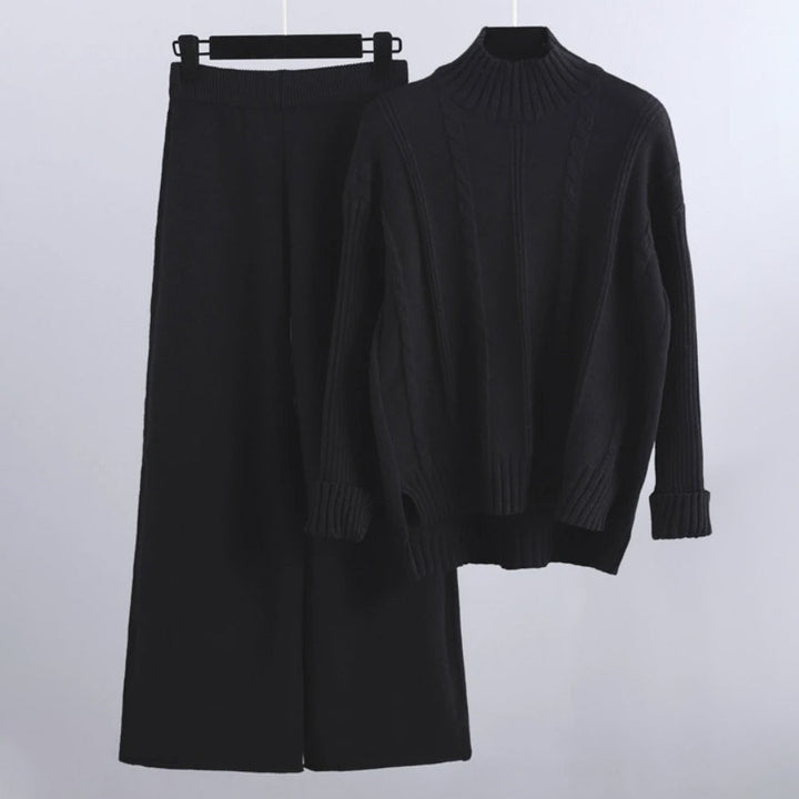 Levoire | Ensemble Pull Pantalon Tricot Femme Noir