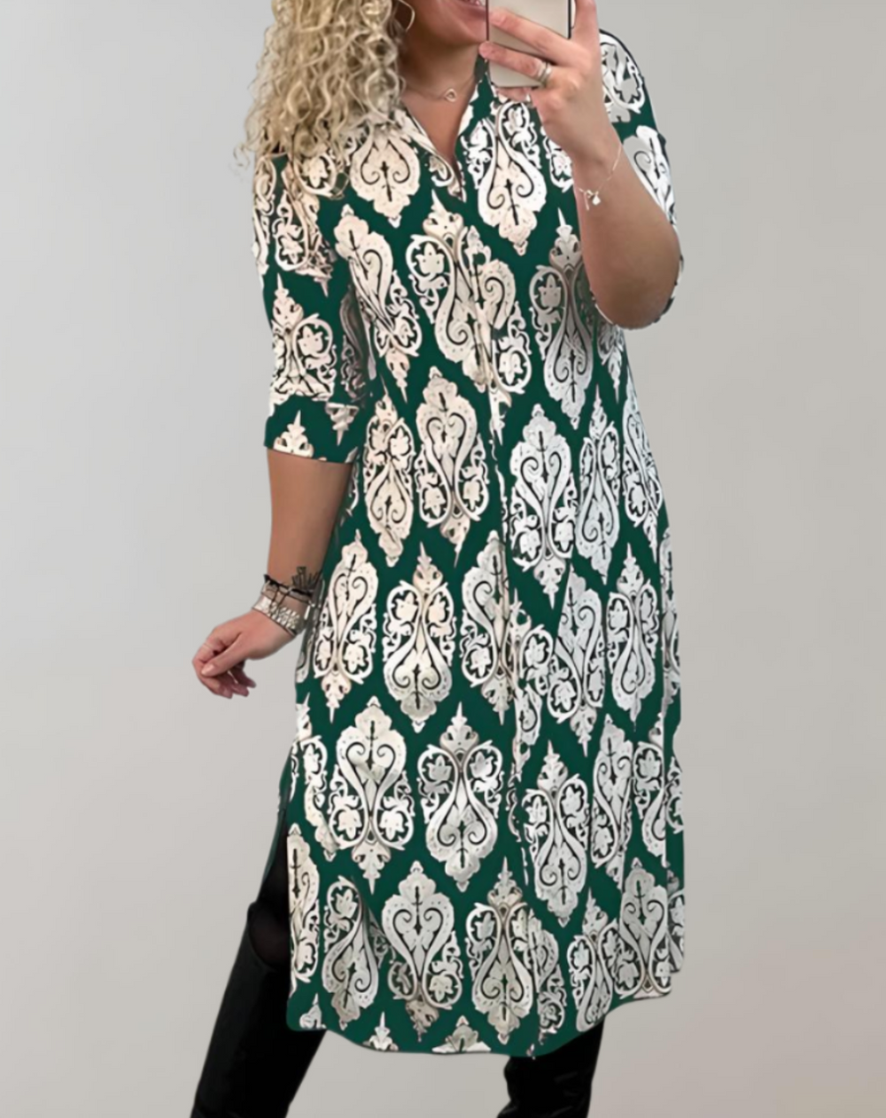 Levoire | Robe D'Été Imprimé Floral Sans Épaule Robe De Loisirs Vert