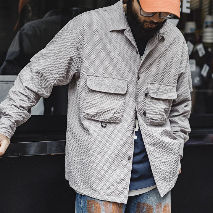 Levoire | Chemise En Seersucker Sans Tirage Avec Col Cubain