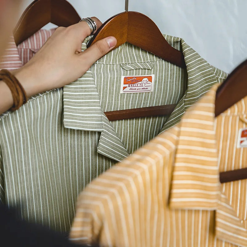 Levoire | Chemise Rayée Vintage Avec Col Cubain