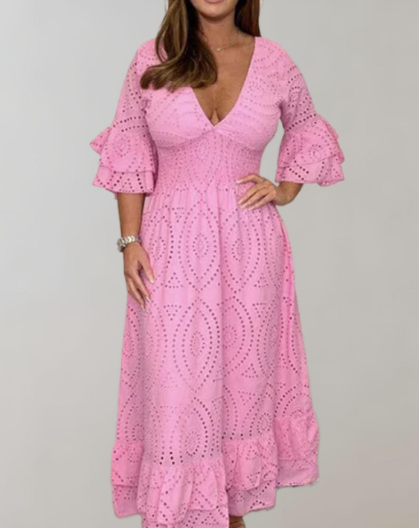 Levoire | Robe D'Été À Décolleté En V Décontractée Légère Robe Rose clair