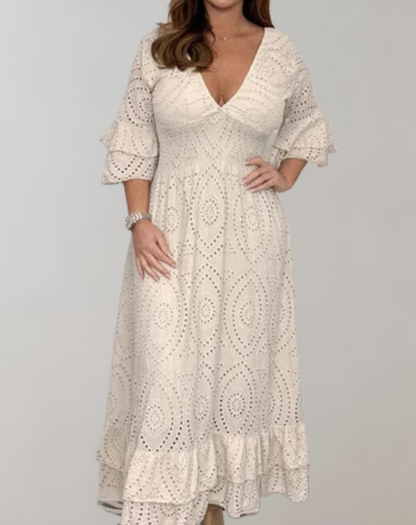 Levoire | Robe D'Été À Décolleté En V Décontractée Légère Robe Abricot