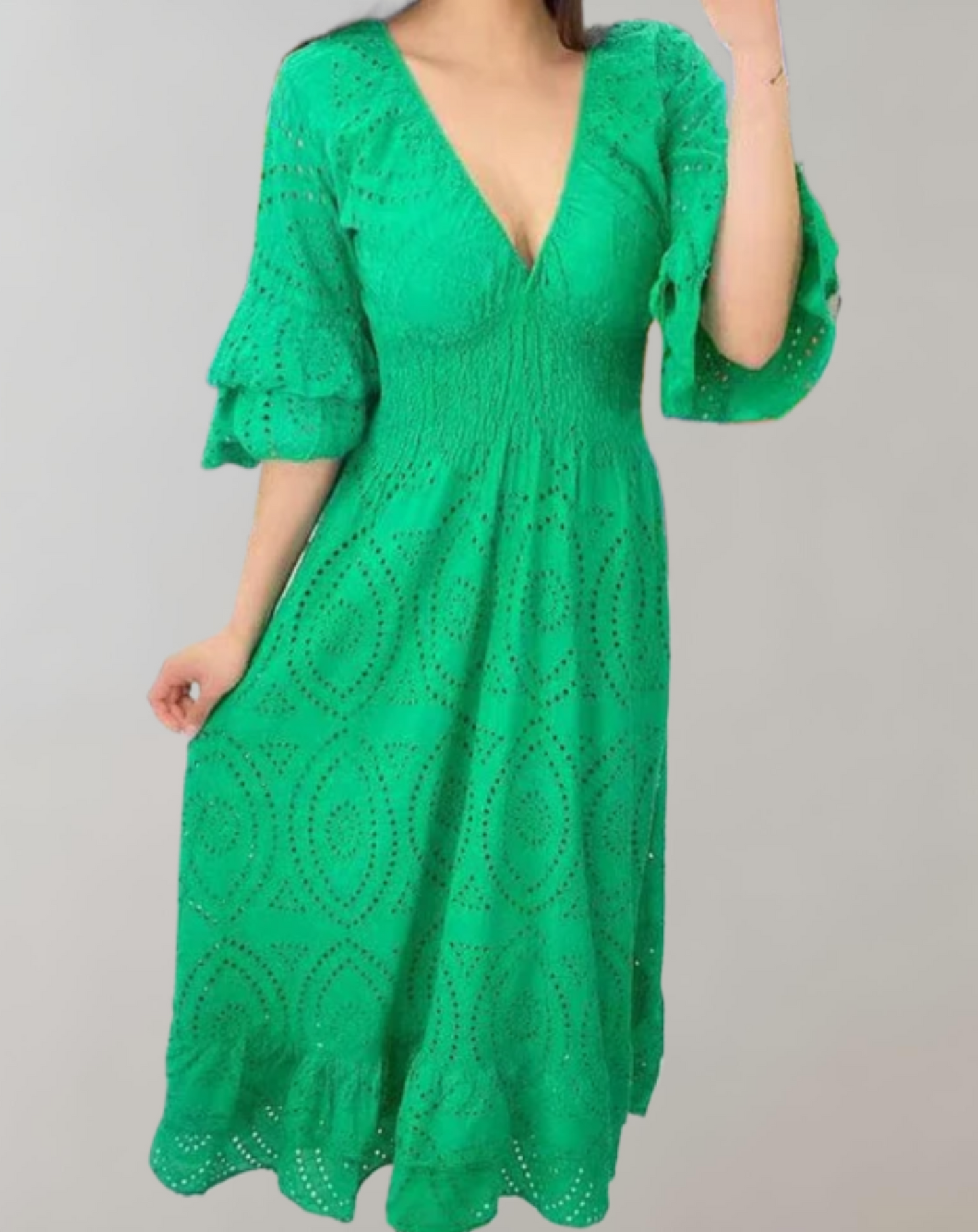 Levoire | Robe D'Été À Décolleté En V Décontractée Légère Robe Vert