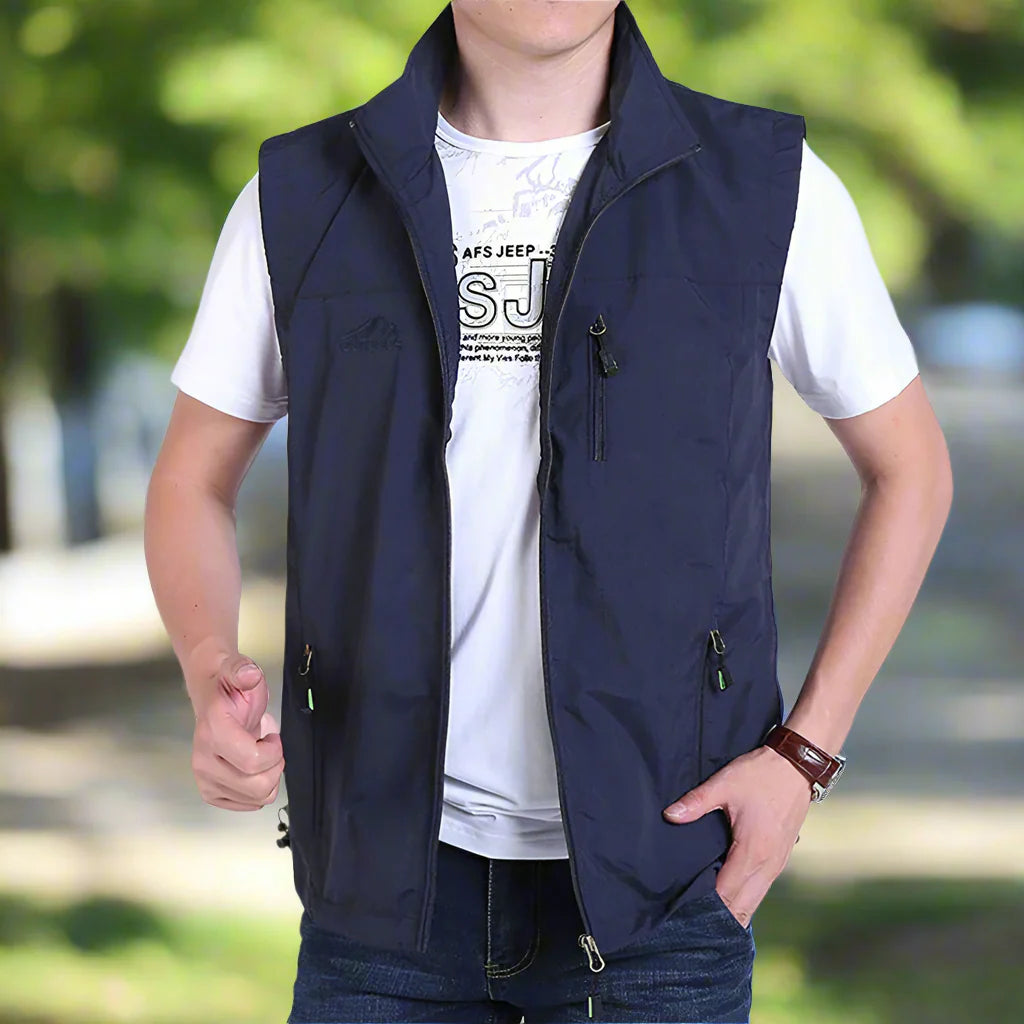 Levoire | Gilet Multifonction Léger Avec Poches Pour Hommes Bleu marine