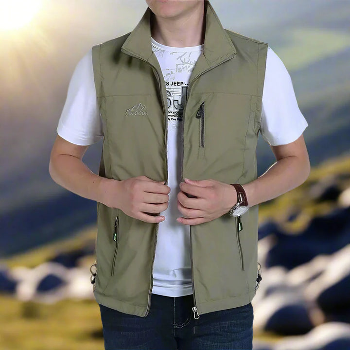 Levoire | Veste Multifonction Légère Avec Poches Pour Hommes Pour Une Utilisation En Extérieur Khaki