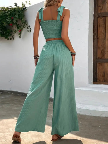 Levoire | Ensemble Deux Pièces Tenue Femme Avec Crop Top Et Pantalon À Jambe Large