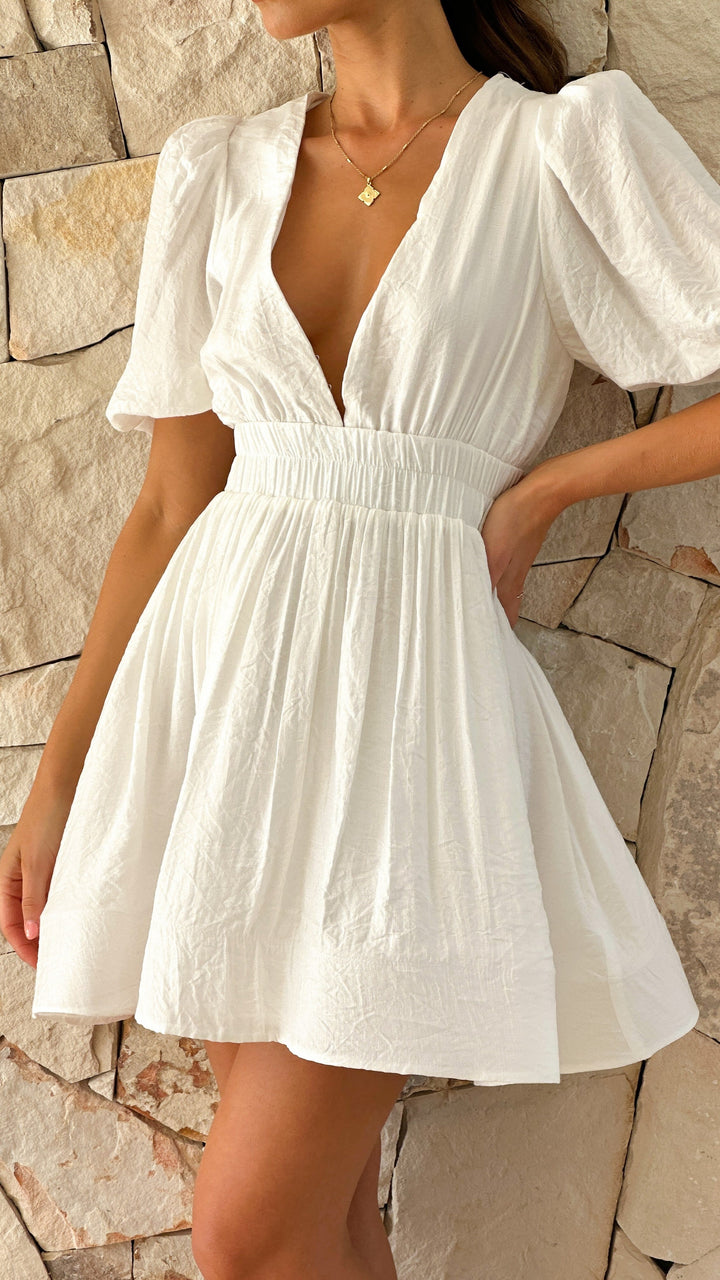 Levoire | Robe Mini Avec Décolleté En V Et Manches Bouffantes Pour Femmes