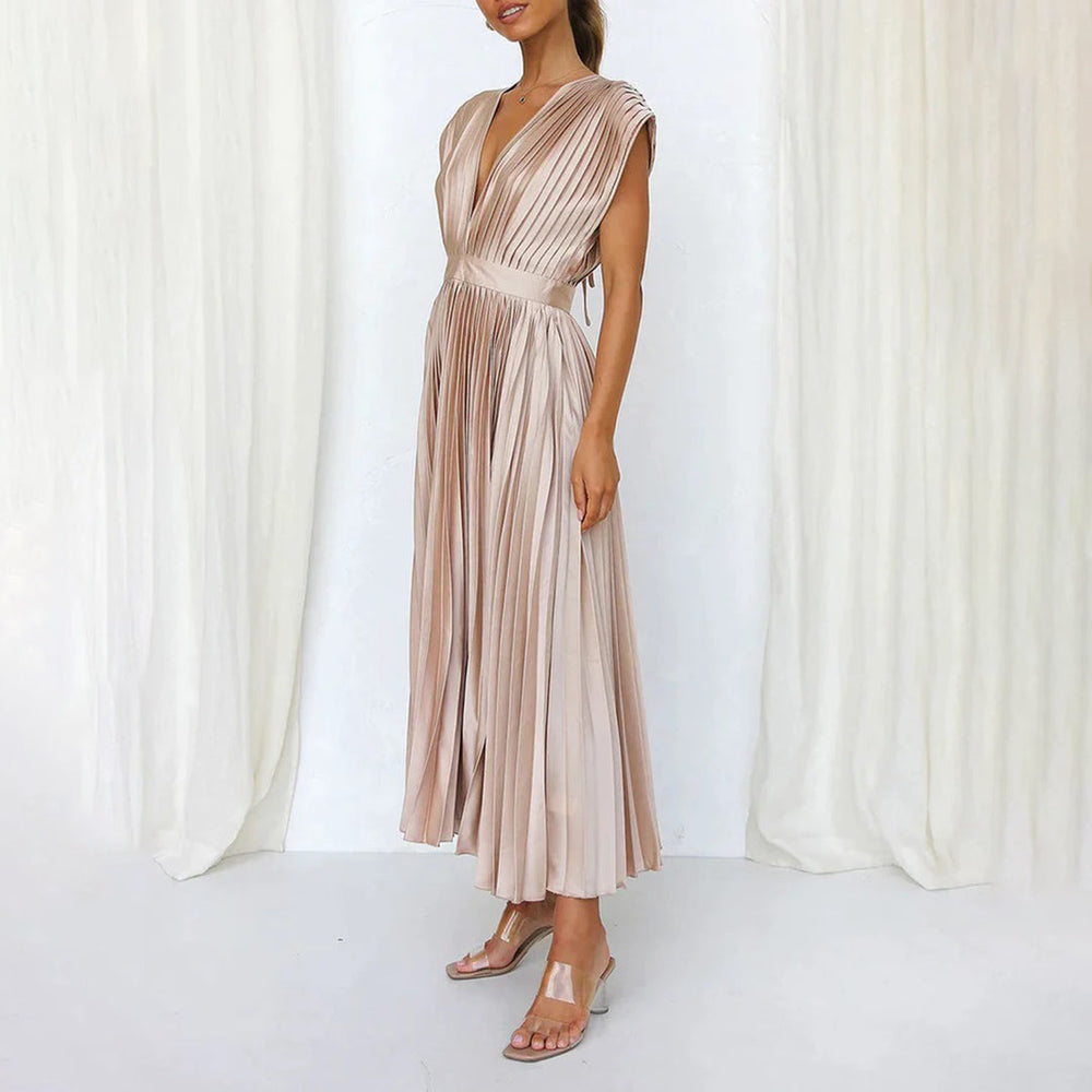 Levoire | Élégante Robe Maxi Plissée Électrique