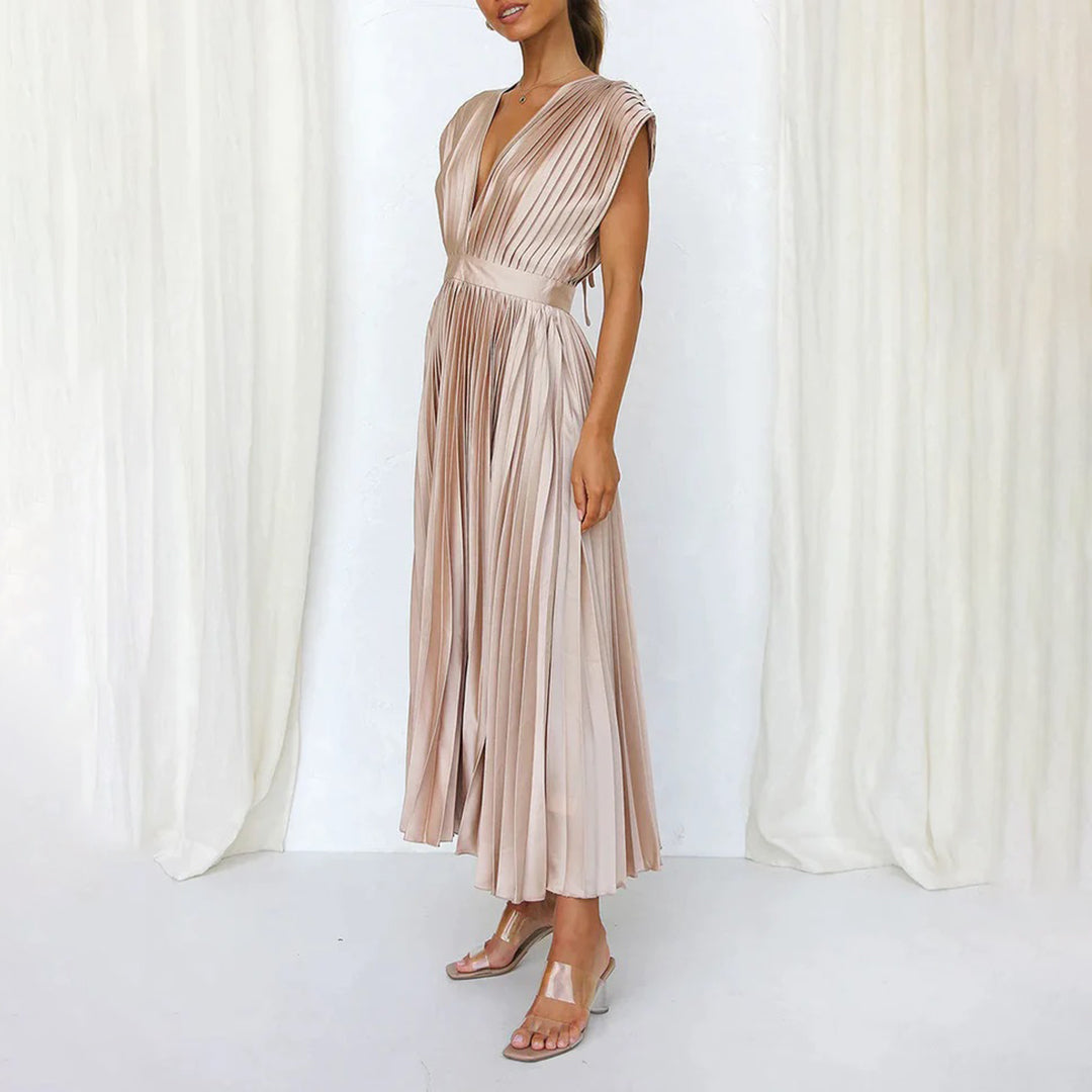 Levoire | Élégante Robe Maxi Plissée Électrique