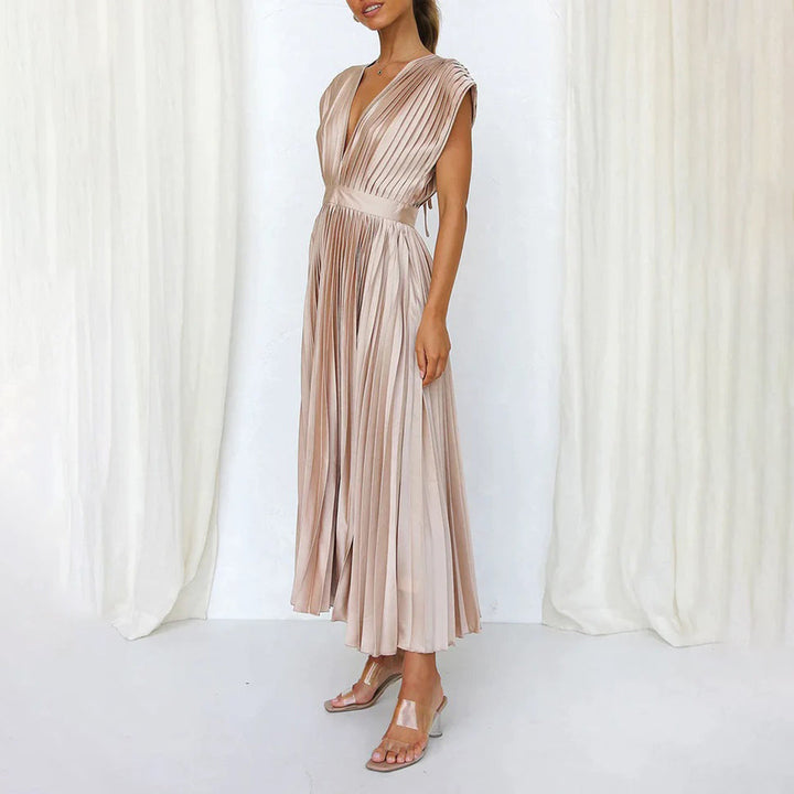 Levoire | Élégante Robe Maxi Plissée Électrique