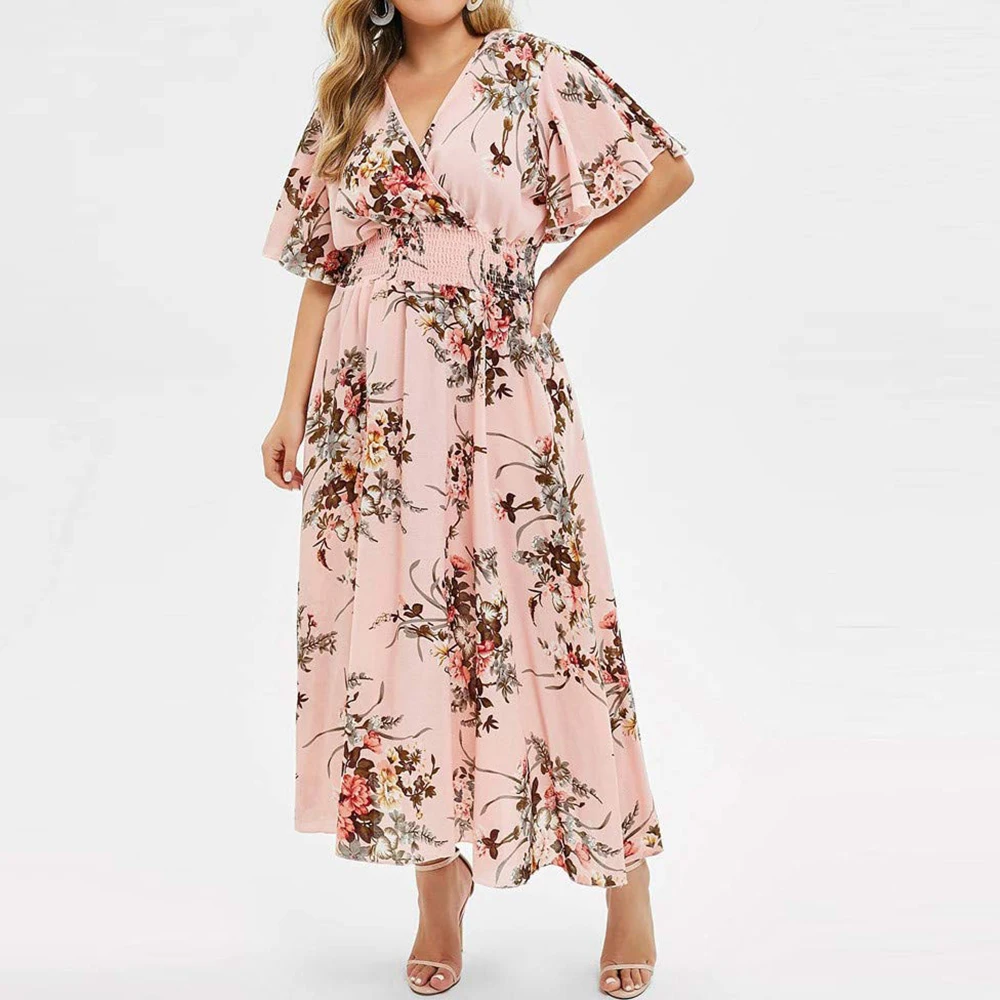 Levoire | Robe Longue Pour Femmes Fleurs Chiffon