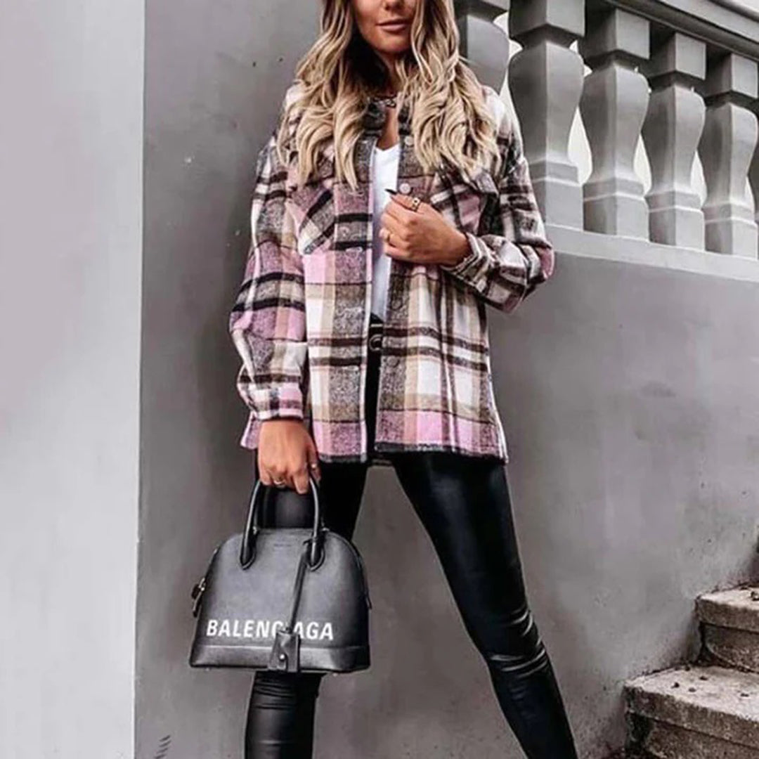 Levoire | Veste À Carreaux Élégante Femme Rosa