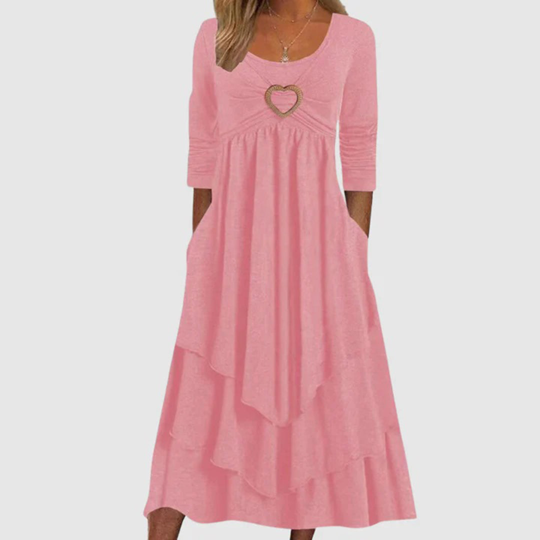 Levoire | Robe Longue Plissée Avec Détail En Forme De Cœur Pour Femmes Rosa