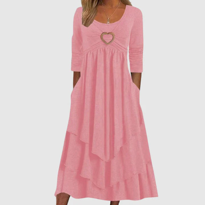 Levoire | Robe Longue Plissée Avec Détail En Forme De Cœur Pour Femmes Rosa