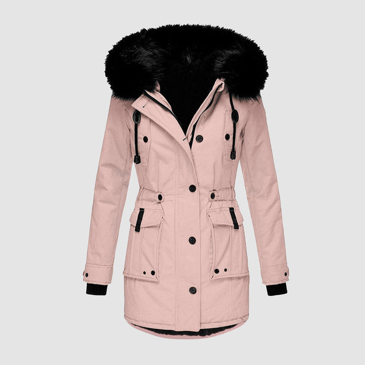 Levoire - Veste d'hiver imperméable avec capuche pour femmes Rosa