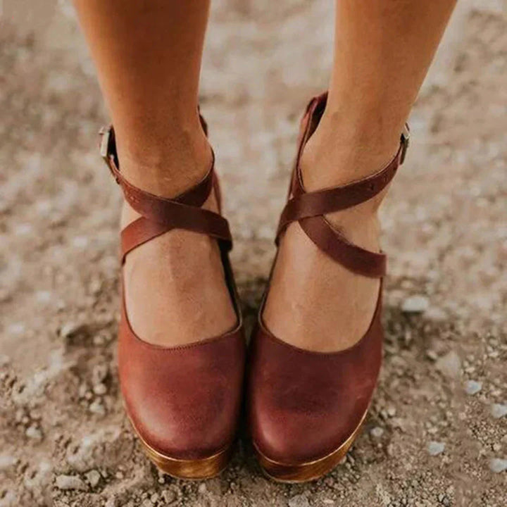 Levoire | Band De Cheville À Talons Compensés Chaussures Pour Femmes Braun