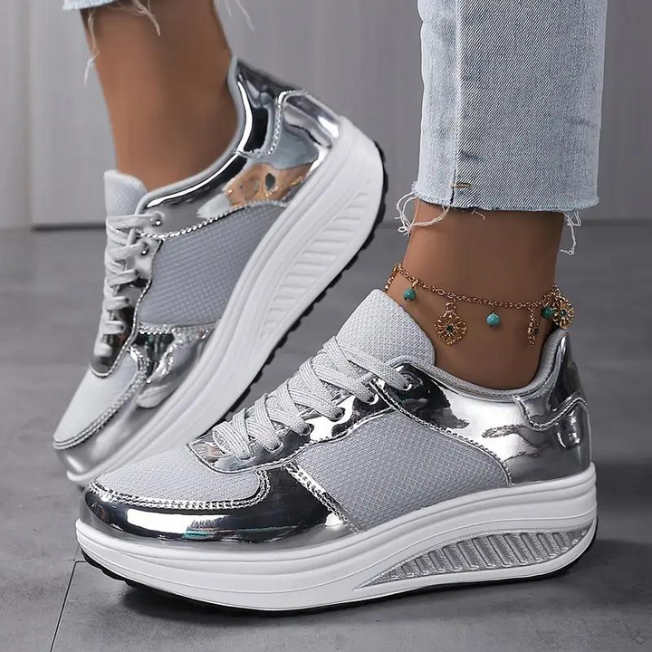 Levoire | Baskets, Confortables, Chaussures À Lacets, Chaussures Pour Femmes, Baskets En Mesh Argent gris