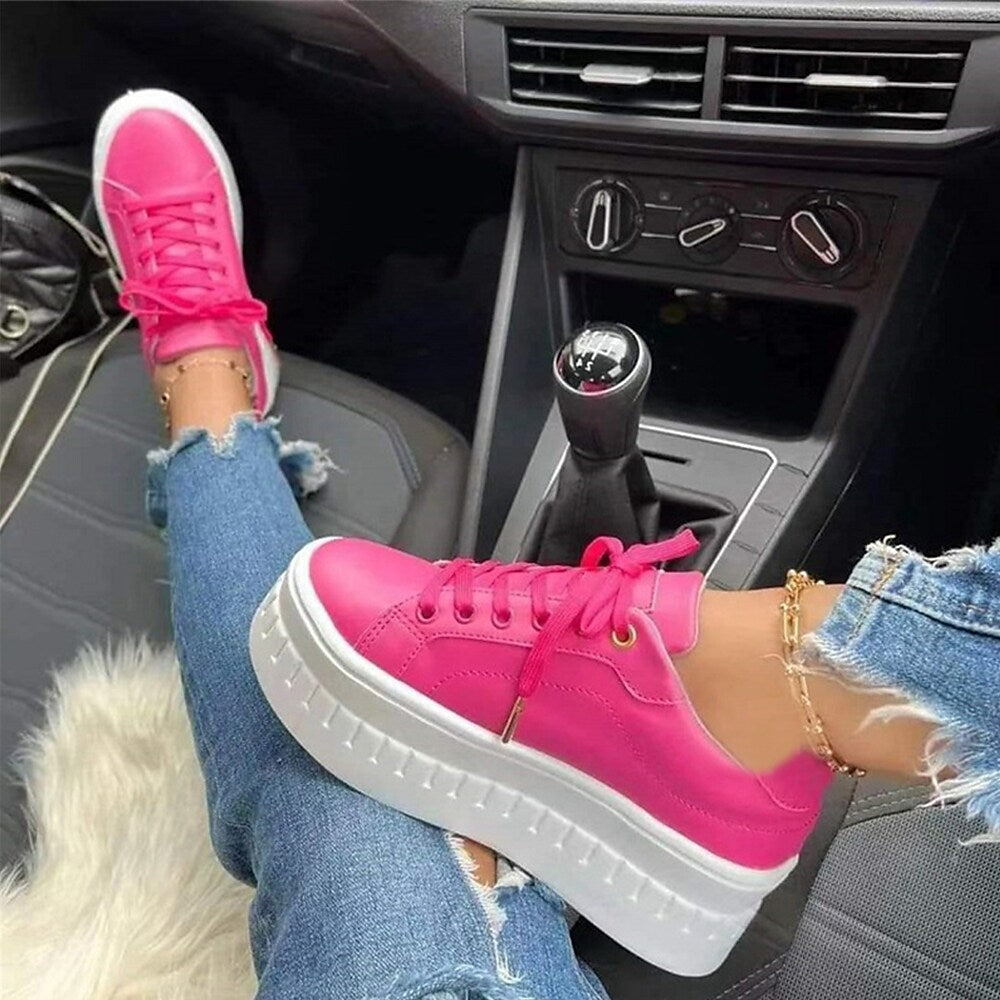 Levoire | Femme Chaussures À Lacets Confortables Avec Semelle Épaisse Rosa