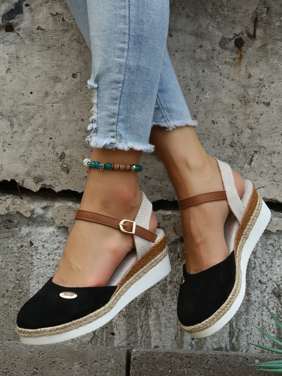 Levoire | Sandales À Lanières De Cheville Espadrilles Orthopédiques Sandales Pour Dames Noir