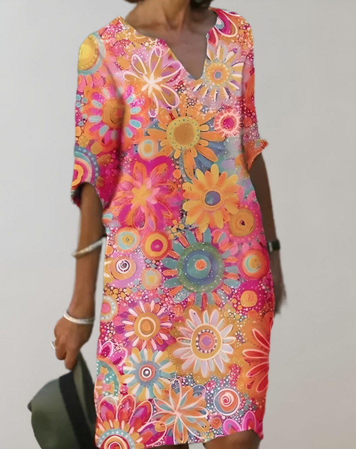 Levoire | Robe D'Été Imprimé Floral Légère Polyester Rosa
