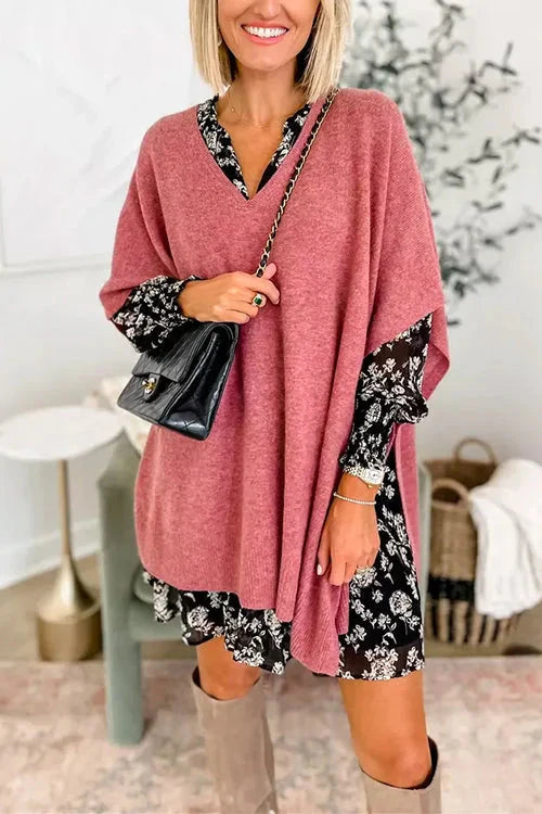 Levoire | Pull En Tricot À Manches Courtes Et Décolleté En V Pour Femmes Roses en tissu