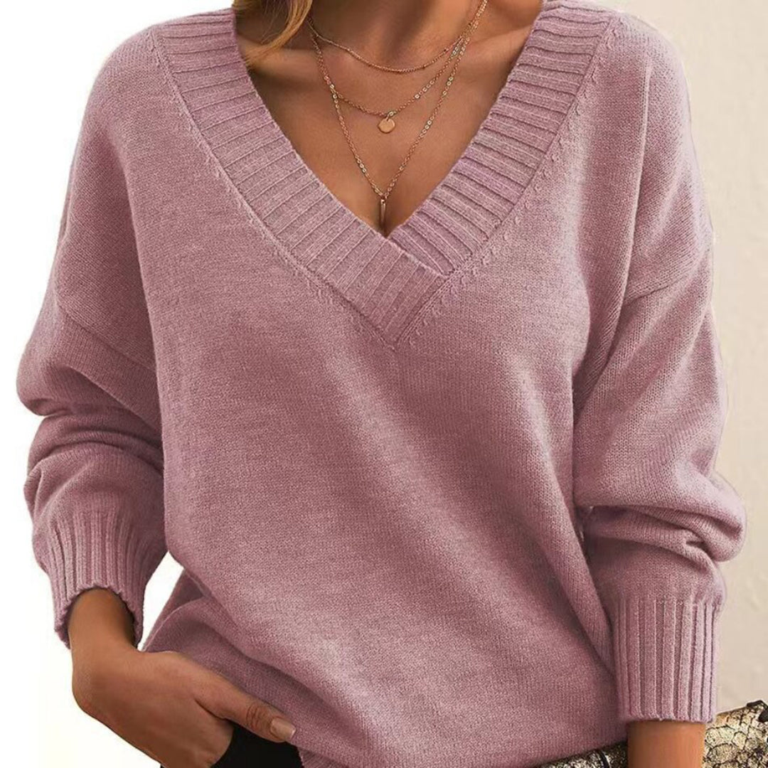 Levoire | Pull Décontracté À Col En V Rosa