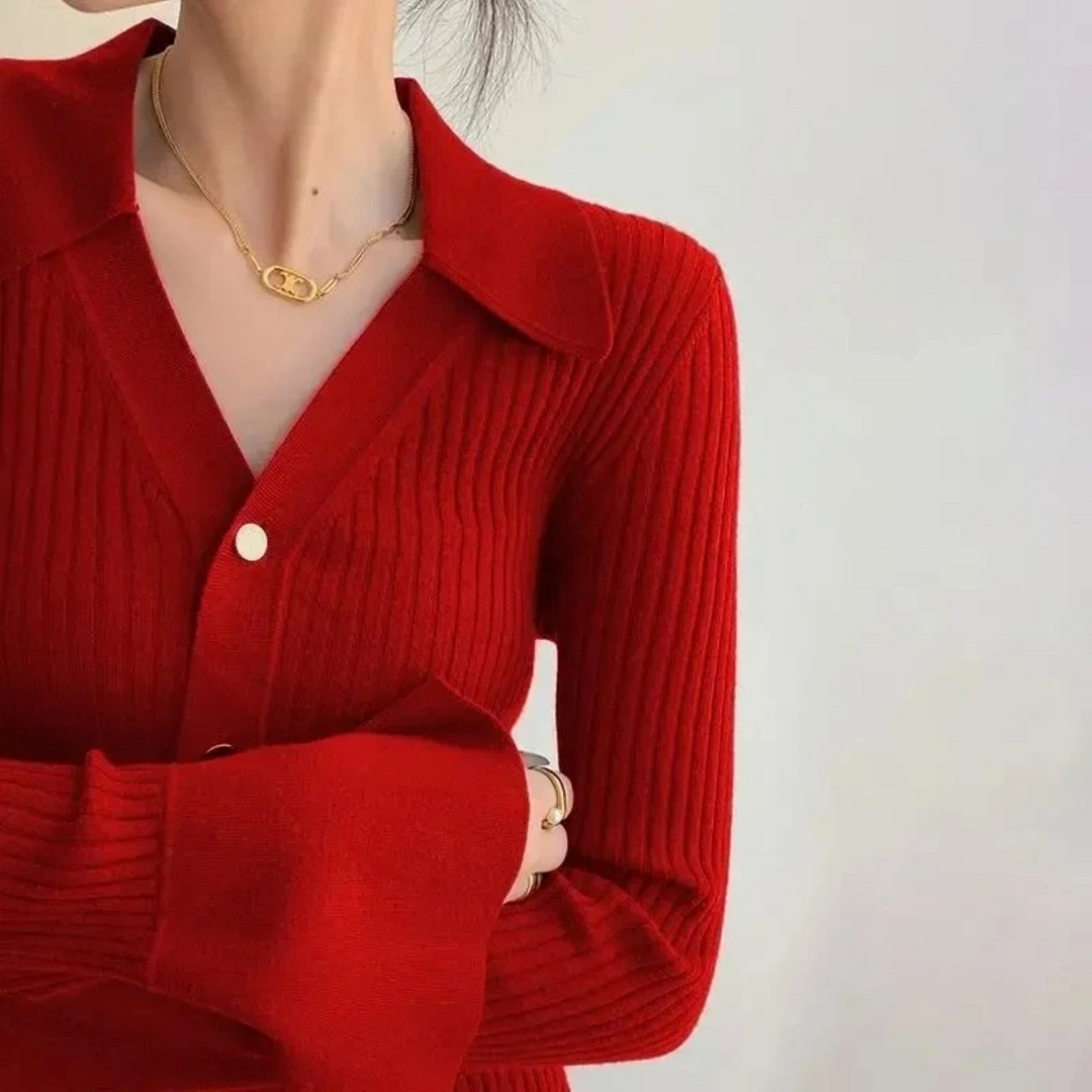 Levoire | Style Uni Veste Tricotée Rot