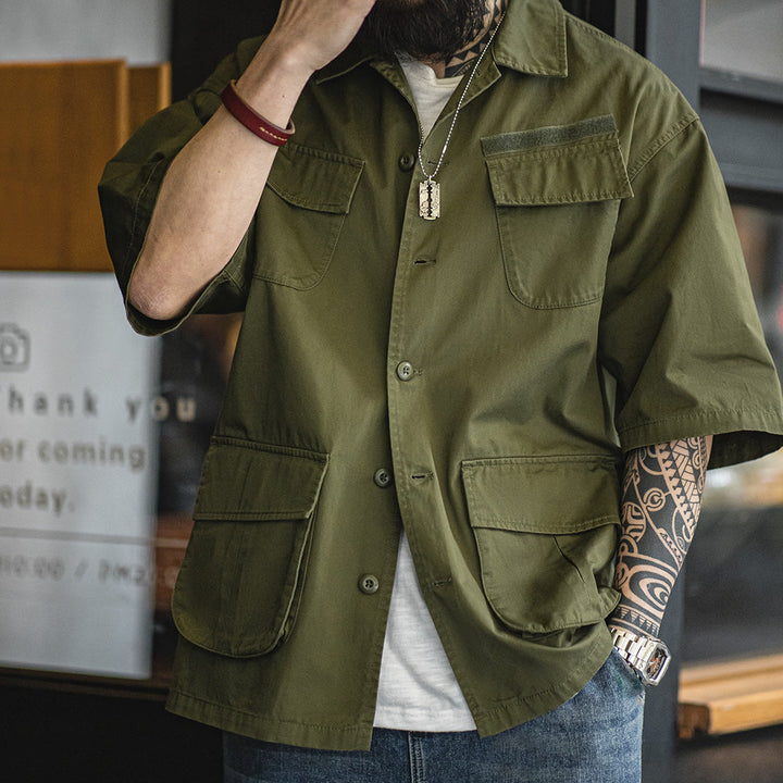 Levoire | Chemise De Travail Vintage Avec Quatre Poches Et Manches Courtes