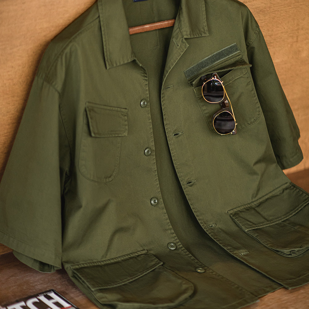 Levoire | Chemise De Travail Vintage Avec Quatre Poches Et Manches Courtes