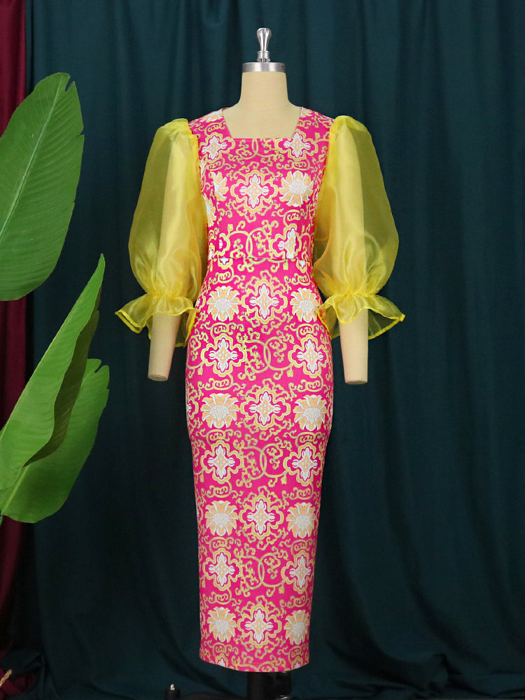 Levoire | Puffihihnat Vintage Druck Spaghetti Strap Dress