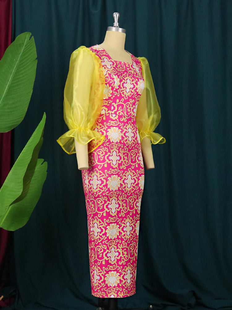 Levoire | Puffihihnat Vintage Druck Spaghetti Strap Dress