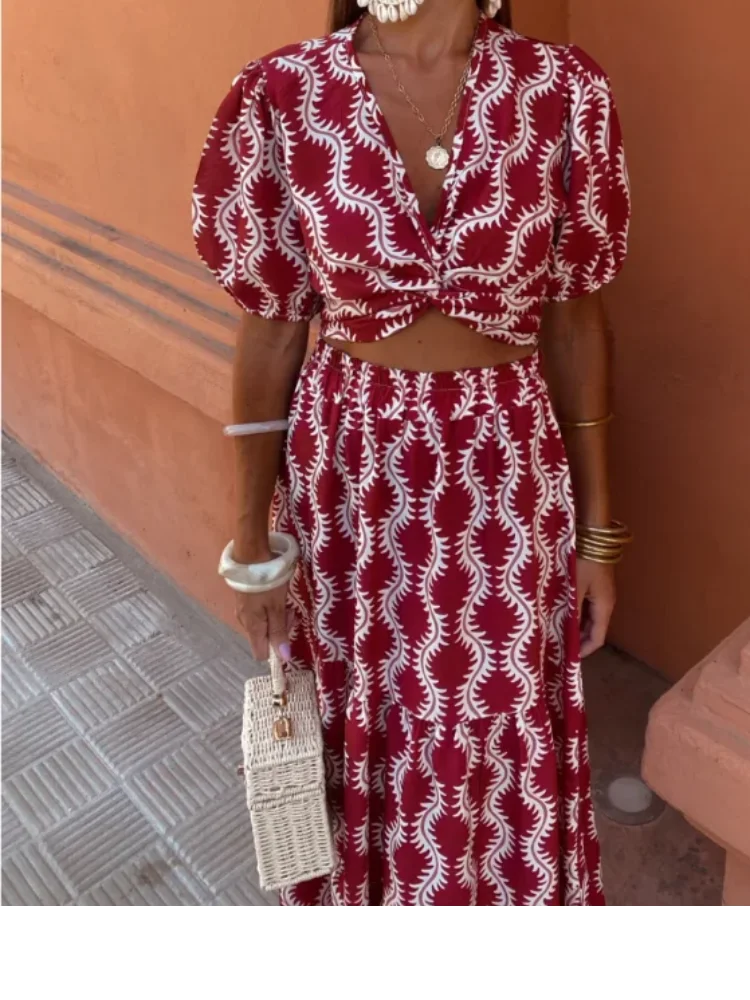 Levoire | Top Croisé Enveloppé Chic Décolleté En V Et Jupe Ensemble