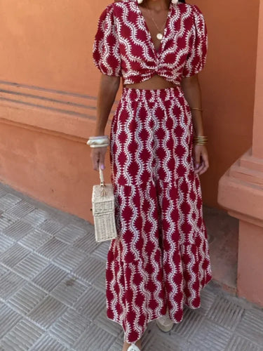 Levoire | Top Croisé Enveloppé Chic Décolleté En V Et Jupe Ensemble