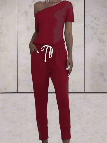 Levoire | Combinaison Confortable À Une Épaule Avec Des Manches Dénudées Et Un Bouton Réglable Aux Hanches Bordeaux